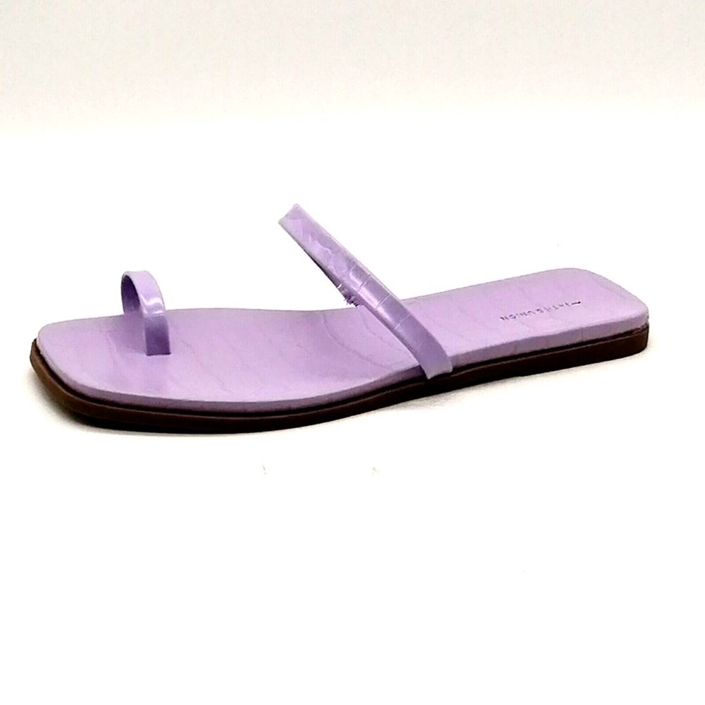 14th & Union Womens Cece Flat Heel Toe Wrap Sandal Purple Crocodile FIT LIKE 7